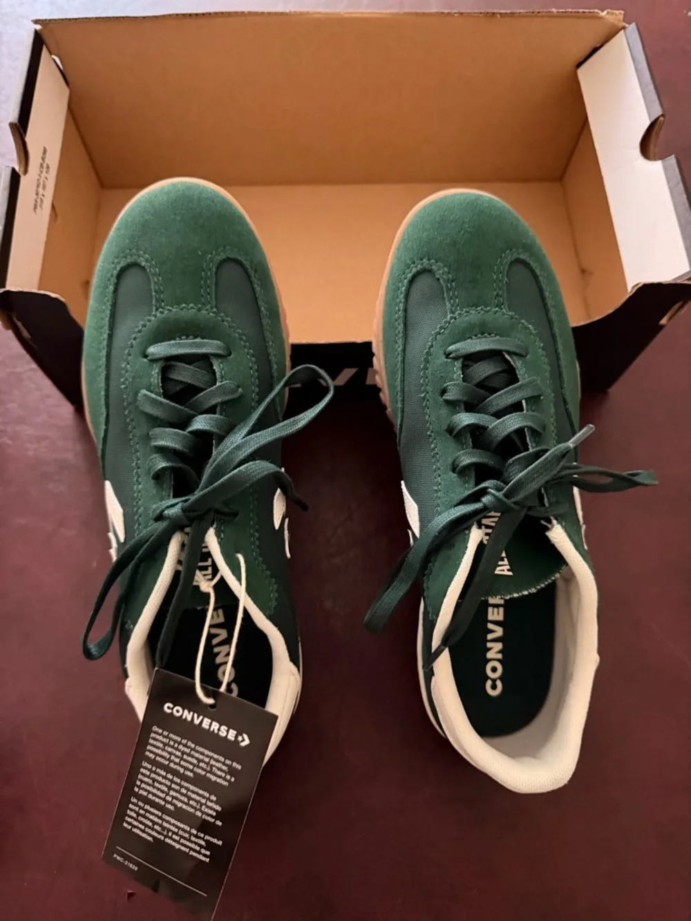 Converse Dark Green Suede Low-Top Sneakers with White Trim unisex men 6.5 women8 - Picture 3 of 7